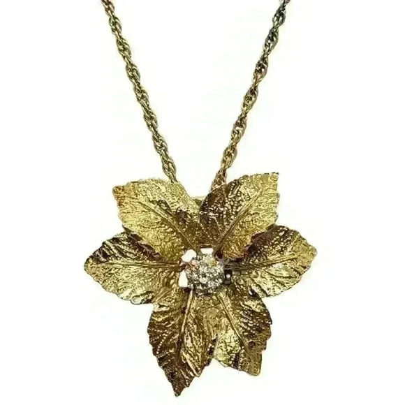 Vtg Judy Lee 3D Rose & Crystal Necklace 1950s Love Song catalog pc - Picture 1 of 11